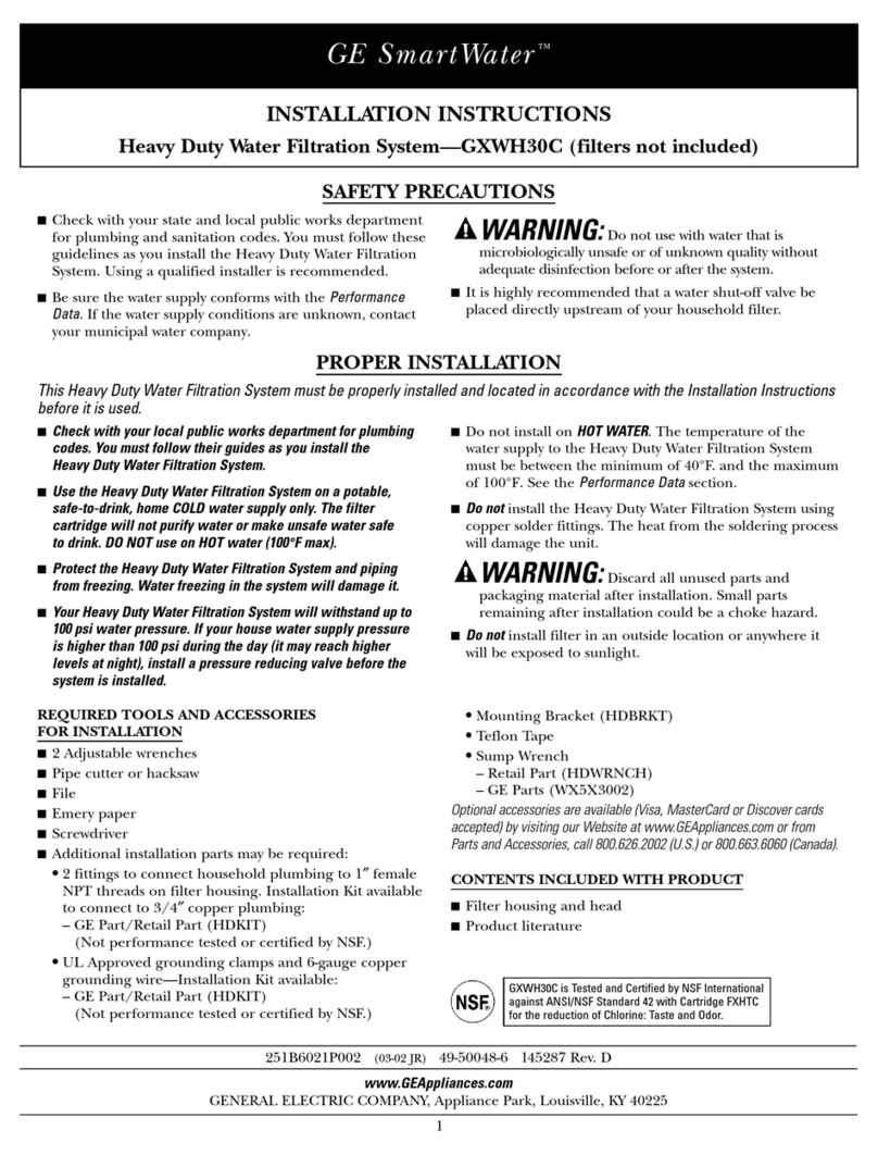 GE SmartWater GXWH30C User manual