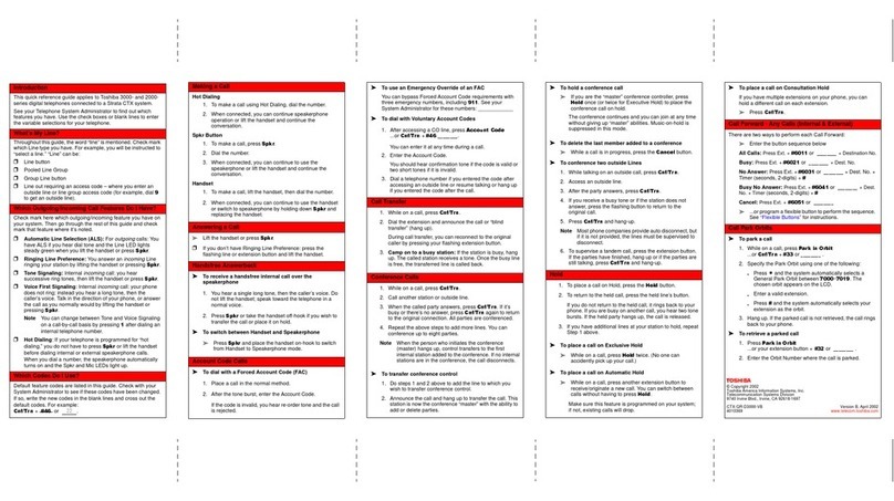 Toshiba 2000 Quick reference guide