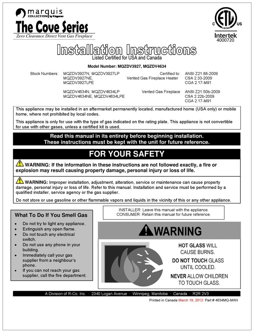 Marquis Cove MQZDV3927N User manual