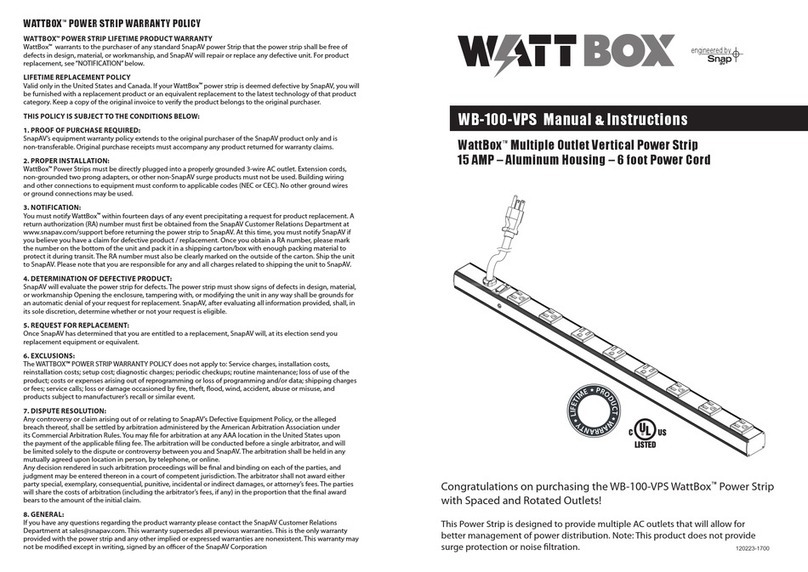 SNAP WB-100-VPS Manual instructions