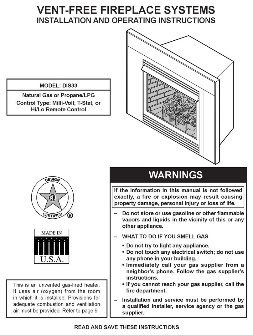 Monessen Hearth DIS33 Installation and operating instructions