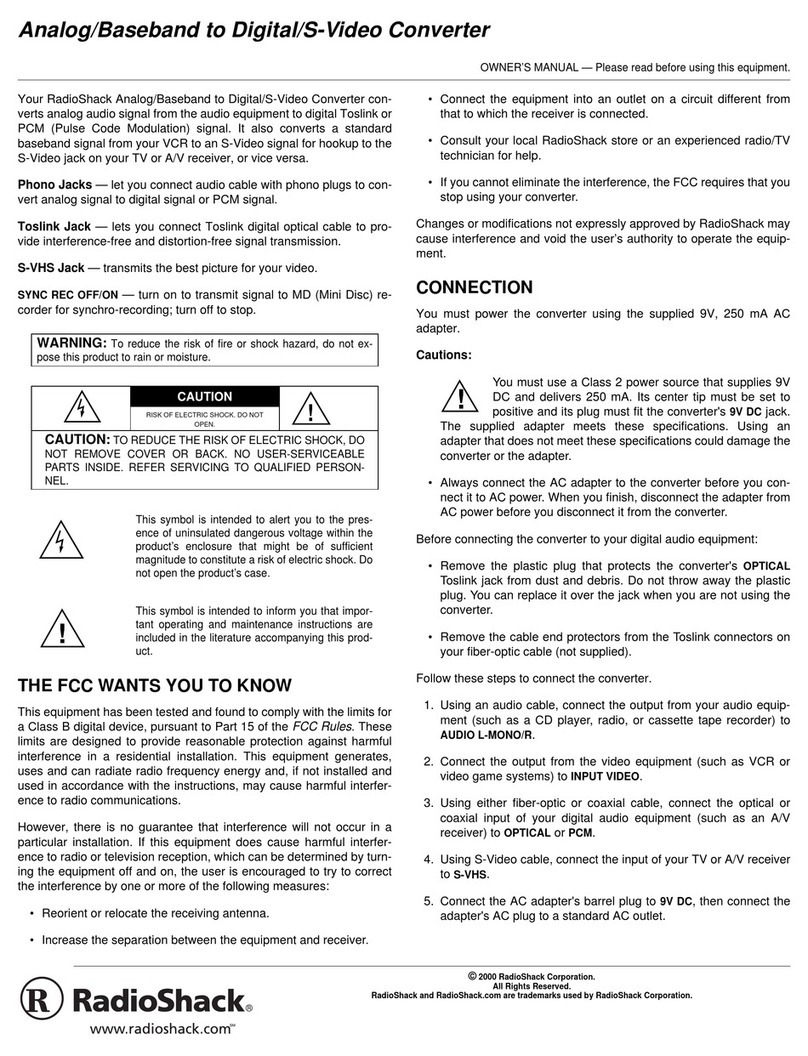 Radio Shack Analog/Baseband to Digital/S-Video Converter owner's manual