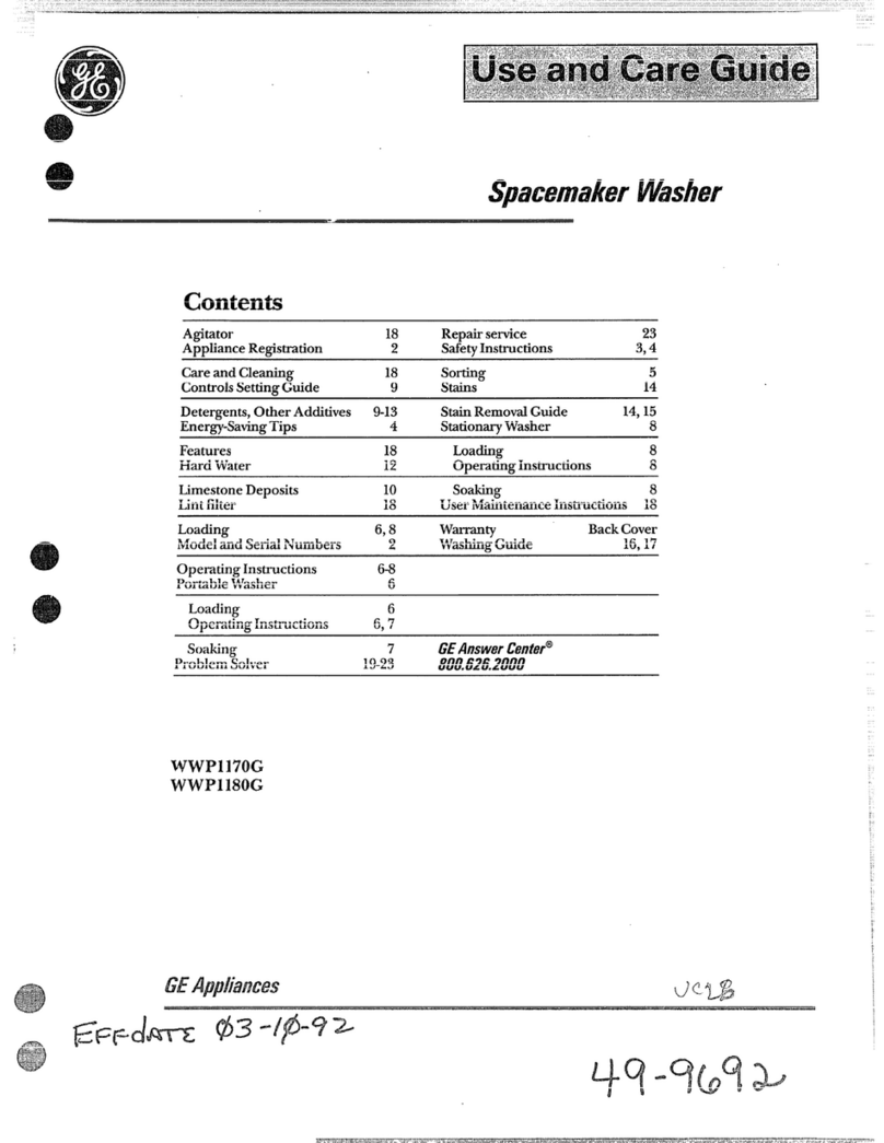 GE Spacemaker WWP1170G Use and care guide