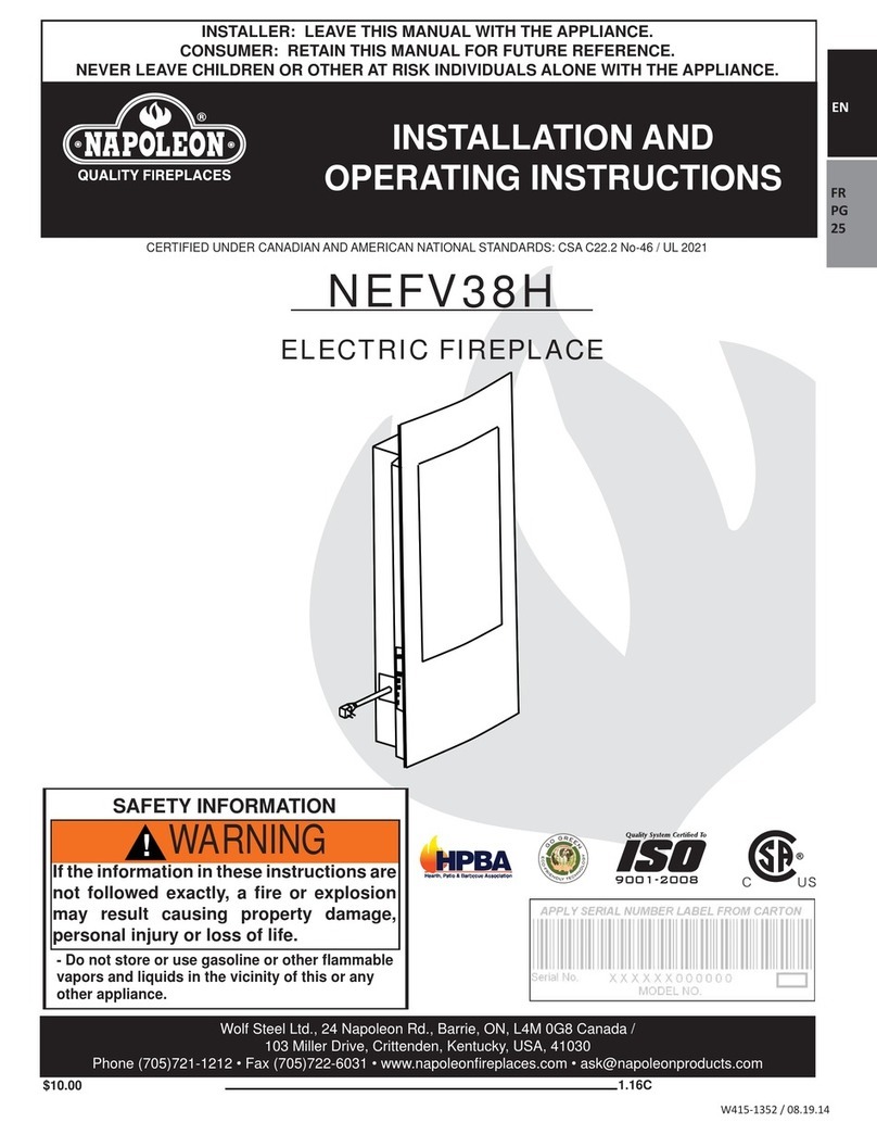 Napoleon NEFV38H User manual