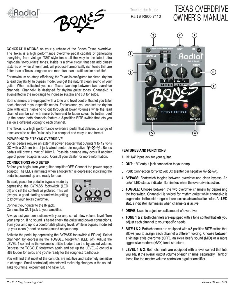 Radial Engineering Bones TEXAS OVERDRIVE User manual