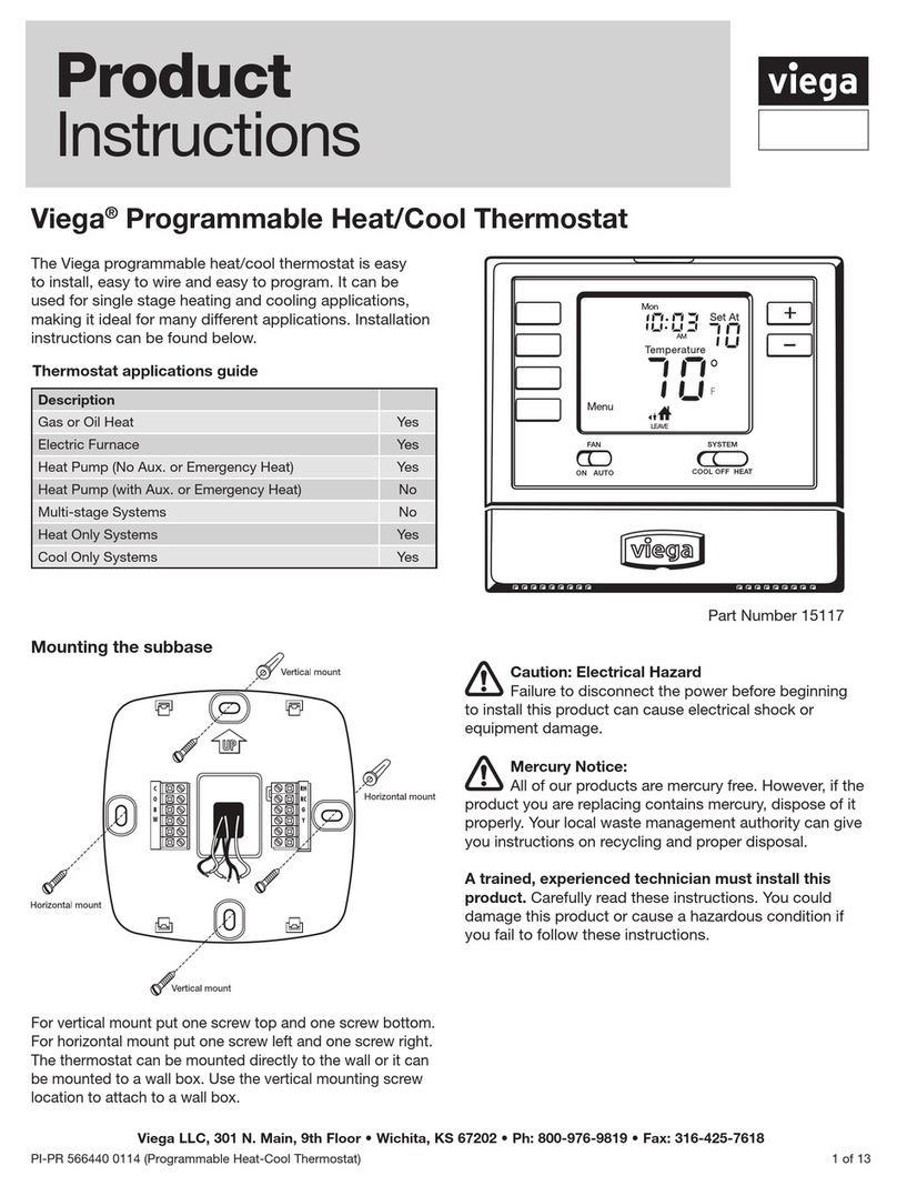 Viega Programmable Heat/Cool Thermostat Product instructions