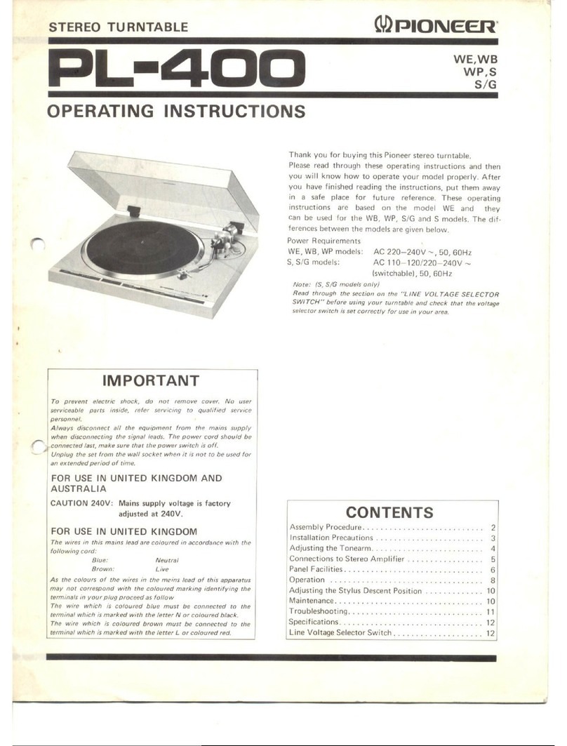 Pioneer PL-4000 User manual Pioneer PL-4000 User manual