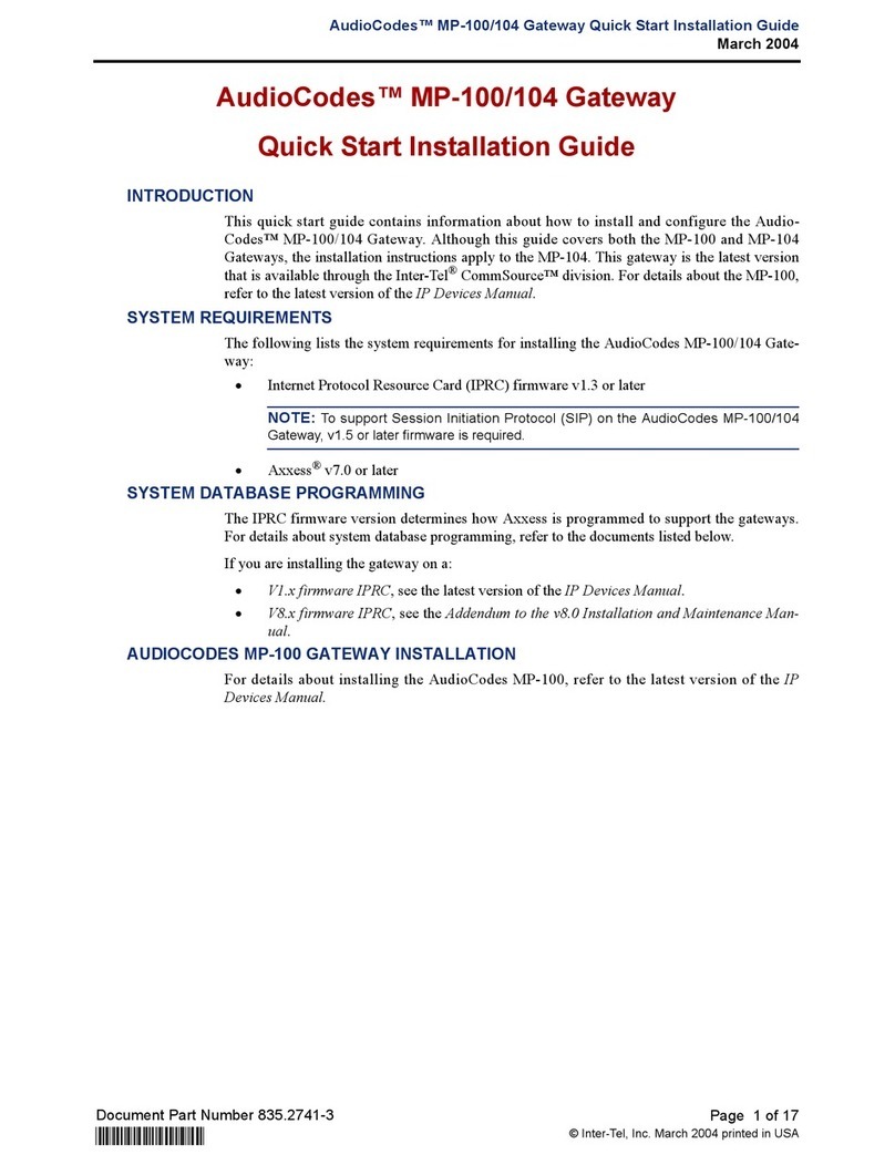 AudioCodes MP-100 User manual