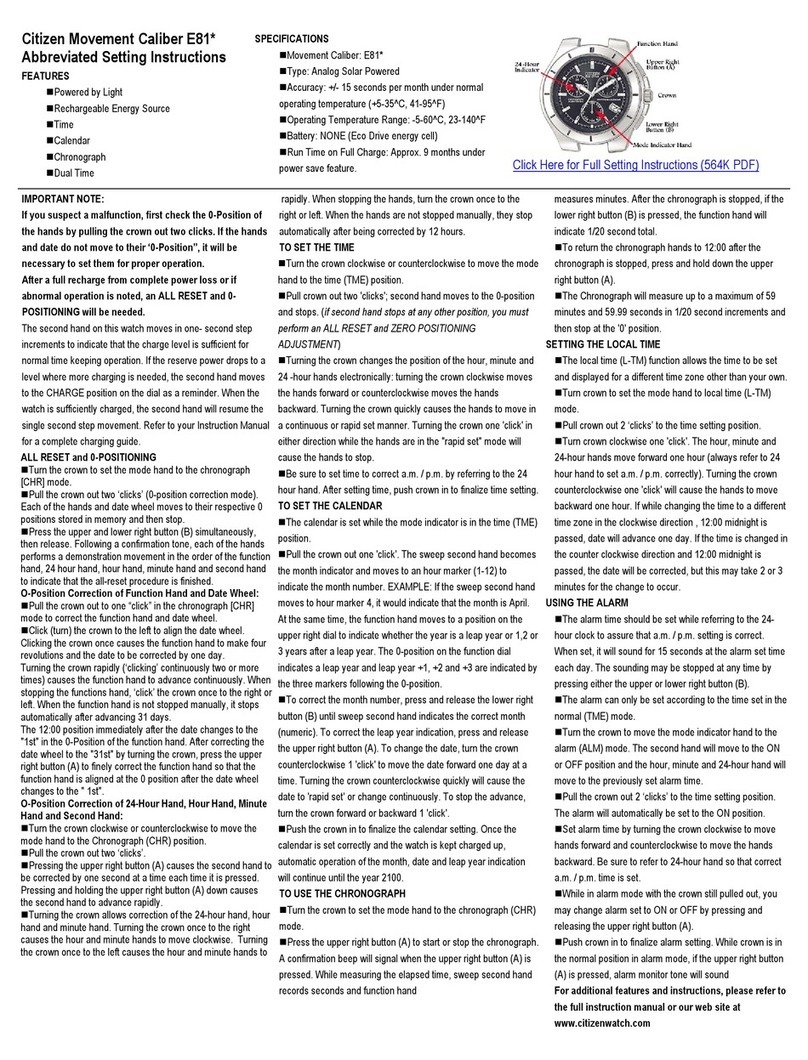 Citizen E81 Series User instructions