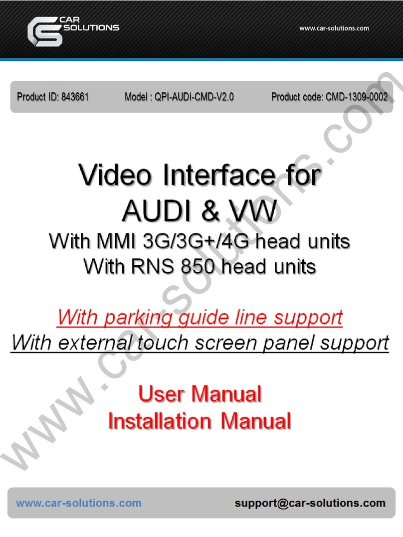 Car Solutions QPI-AUDI-CMD-V2.0 User manual and installation manual Car Solutions QPI-AUDI-CMD-V2.0 User manual and installation manual