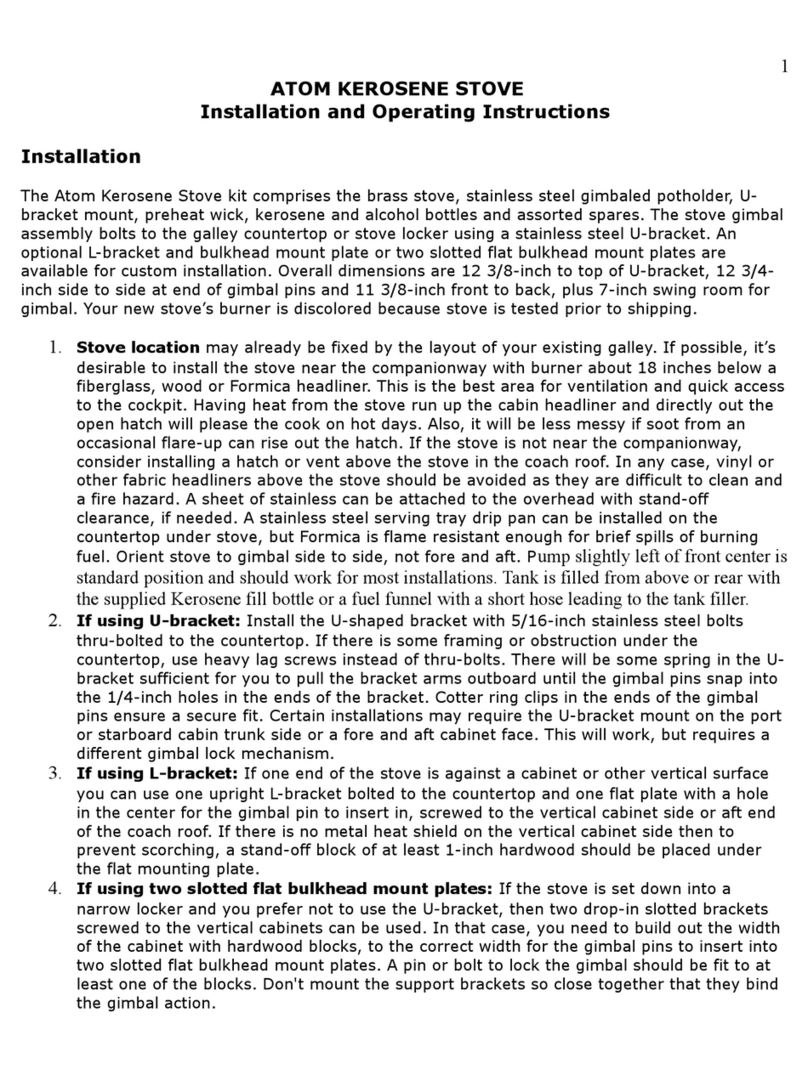 Atom KEROSENE STOVE Installation and operating instructions