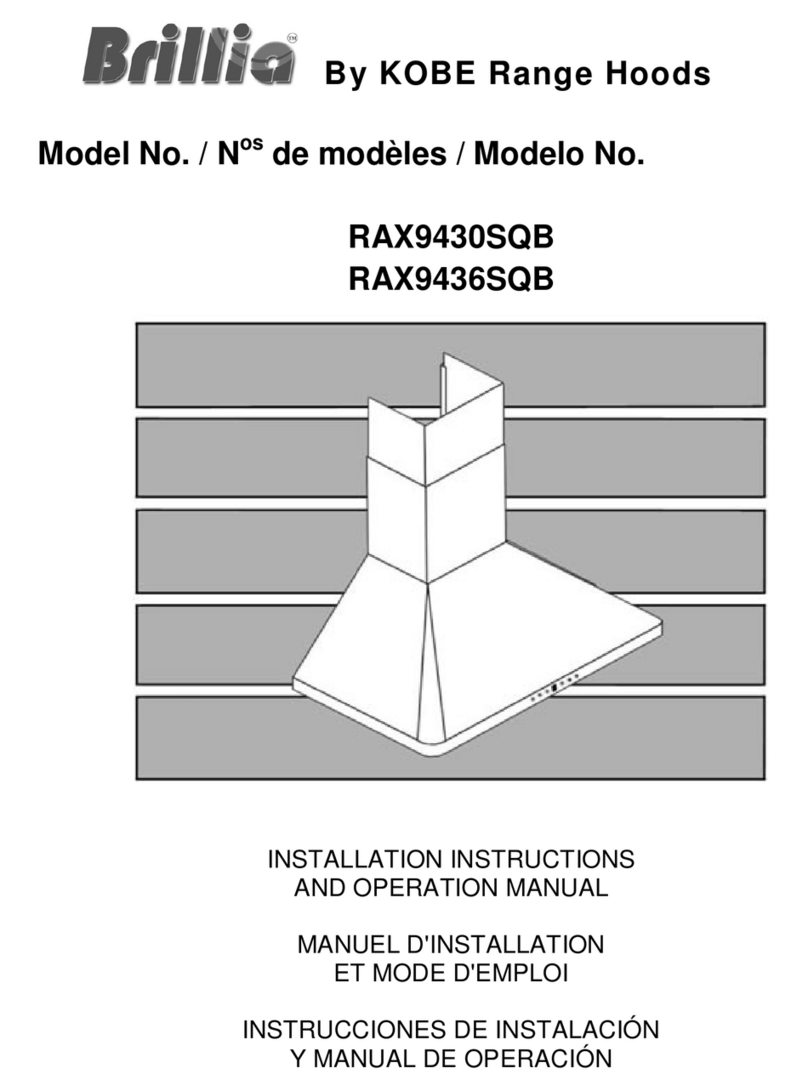Brillia RAX9430SQB Installation instructions and operation manual