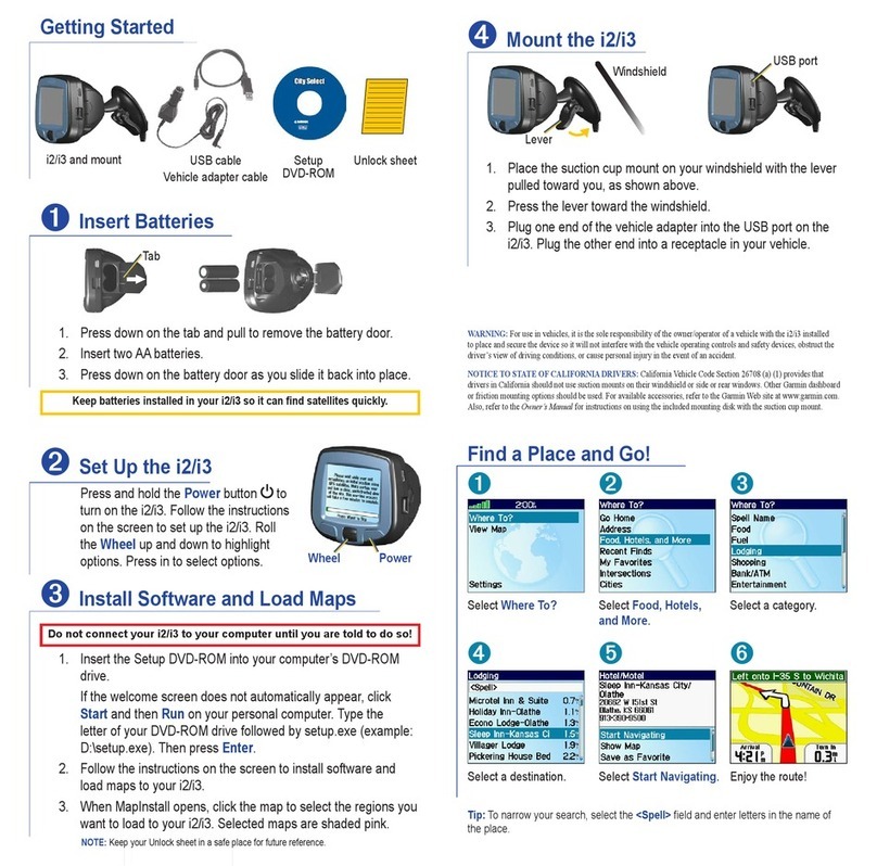 Garmin StreetPilot I2 - Automotive GPS Receiver Setup guide