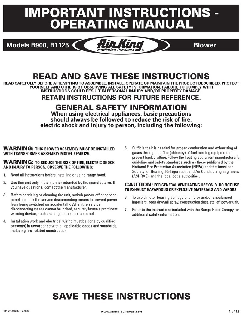 Air King B900 operating manual