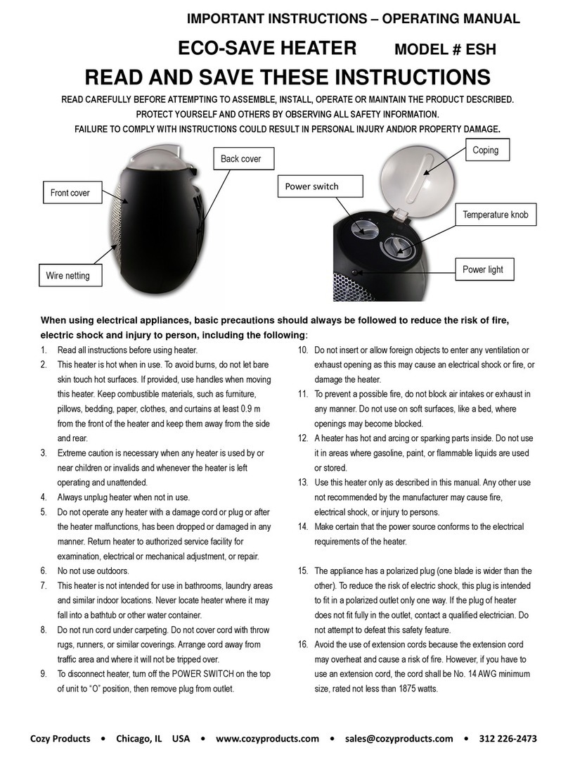 COZY Eco-Save Heater ESH operating manual