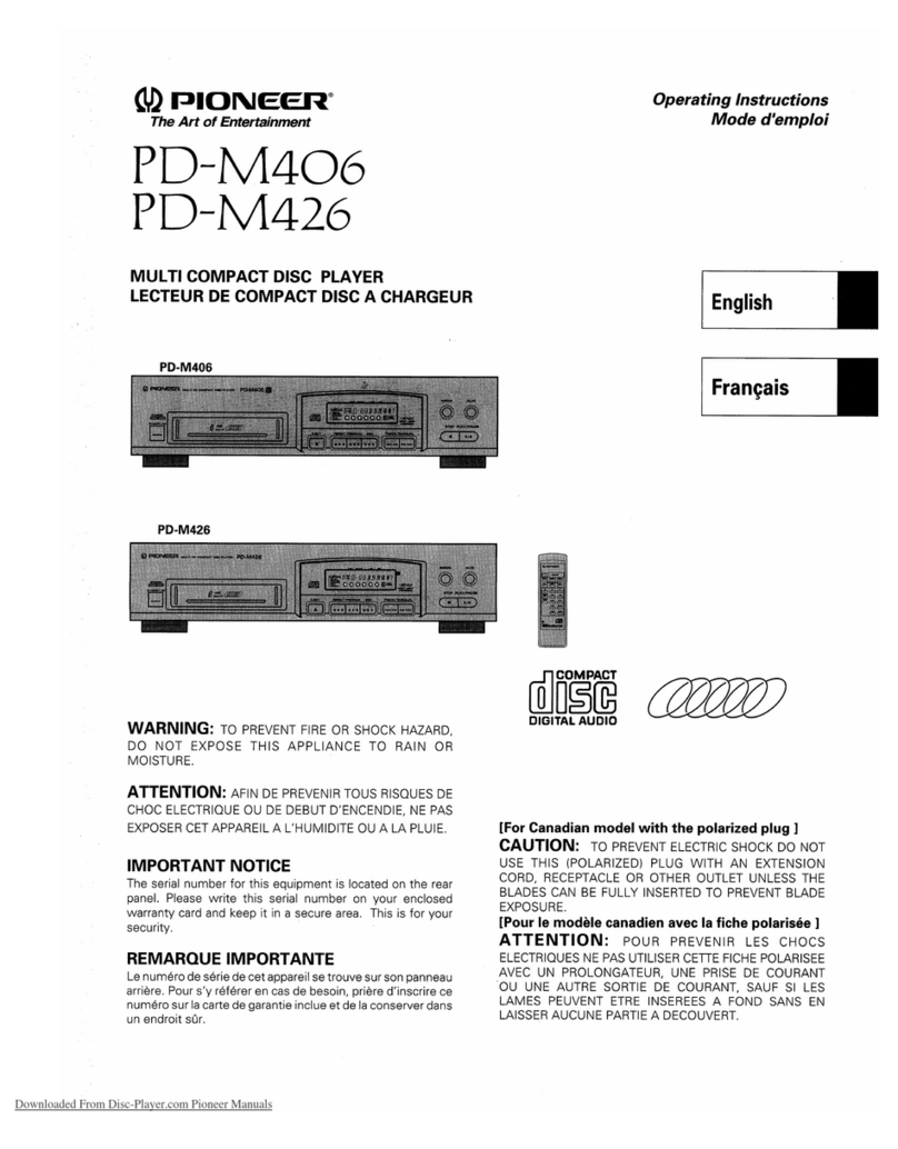 Pioneer PD-M406 operating instructions