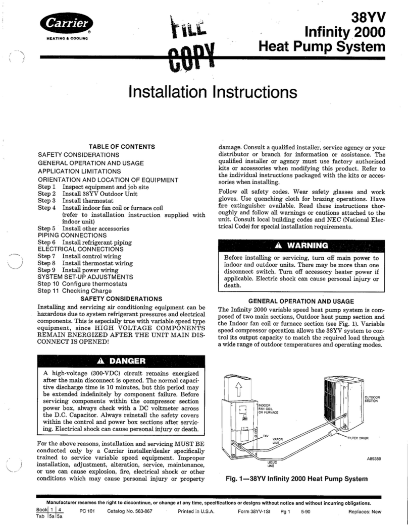 Carrier 38YV Infinity 2000 User manual