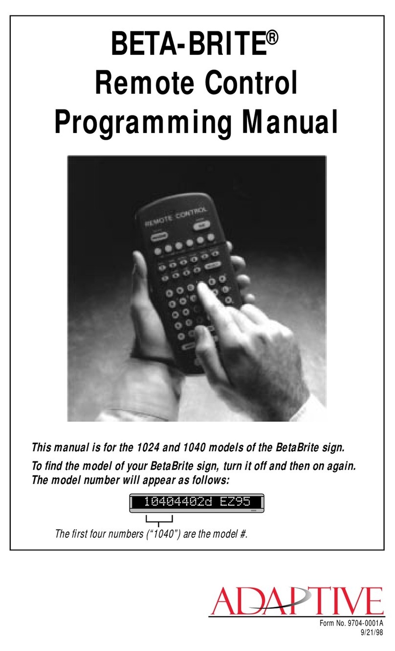 Adaptive Beta-Brite 1024 Programming manual
