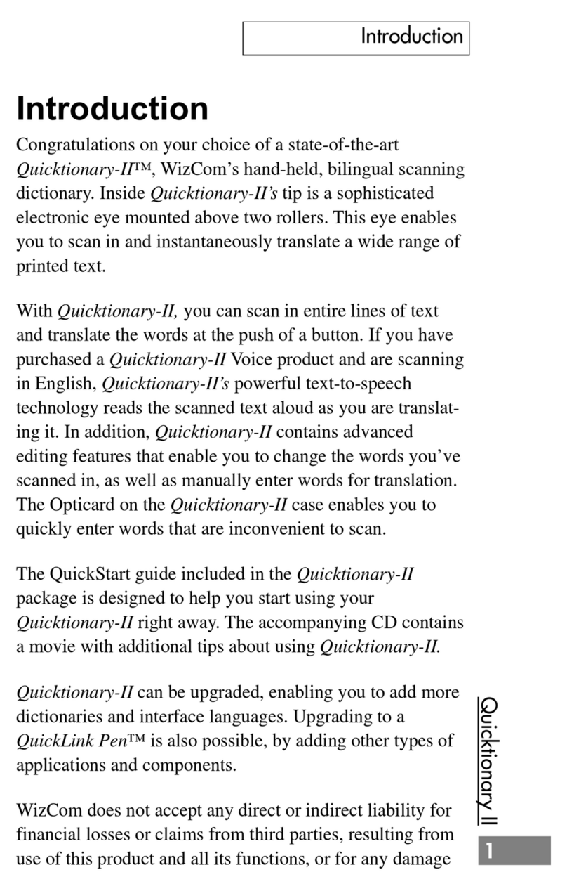 WizCom Technologies Quicktionary-II User manual