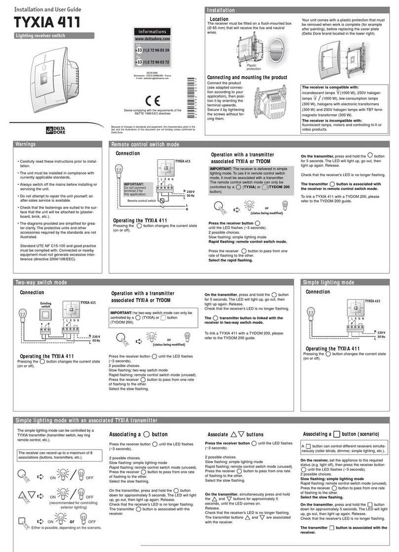 DELTA DORE TYXIA 411 Installation and user guide