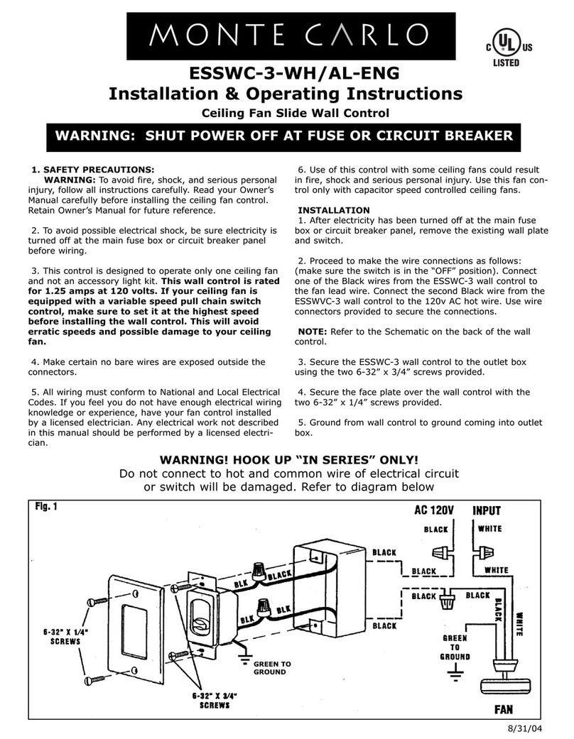 Monte Carlo Fan Company ESSWC-3-WH/AL-ENG Installation & operating instructions and washing guidance