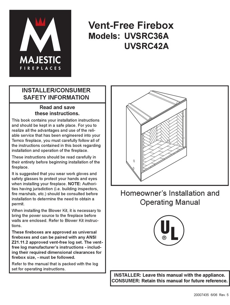 Majestic fireplaces FireStage UVSRC36A Homeowner's installation and operating manual Majestic fireplaces FireStage UVSRC36A Homeowner's installation and operating manual