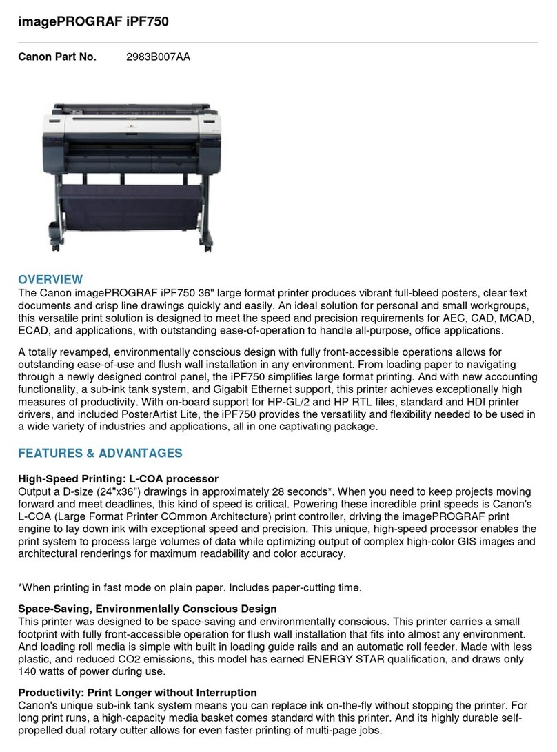 Canon iPF750 - imagePROGRAF Color Inkjet Printer User manual