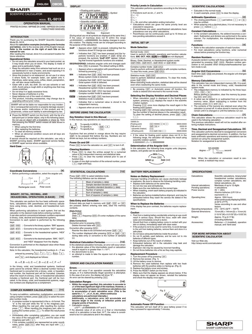 Sharp EL-501X User manual