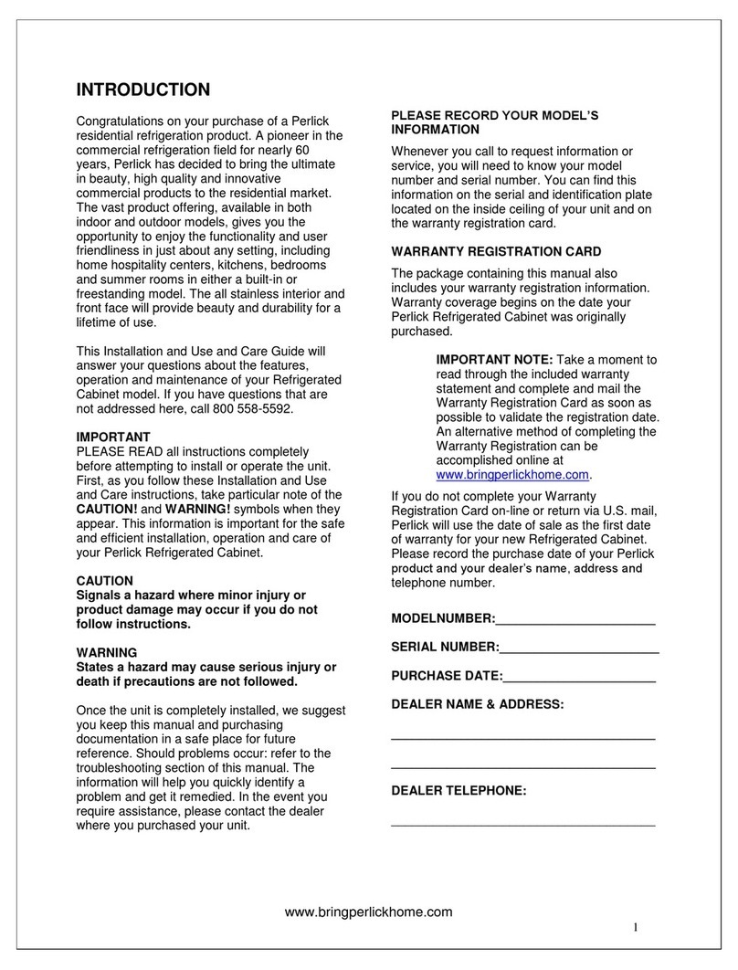 Perlick Residential Refrigeration User manual