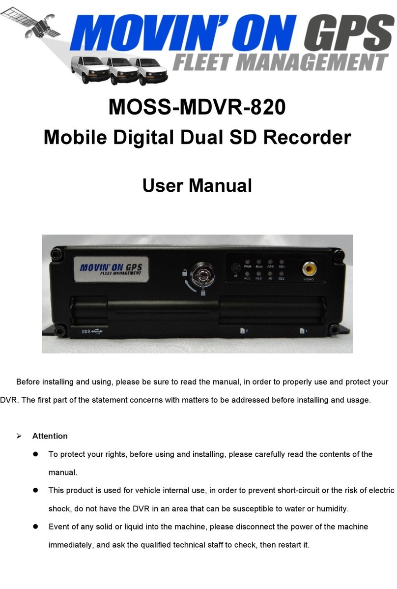 Movin' On GPS MOSS-MDVR-820 user manual