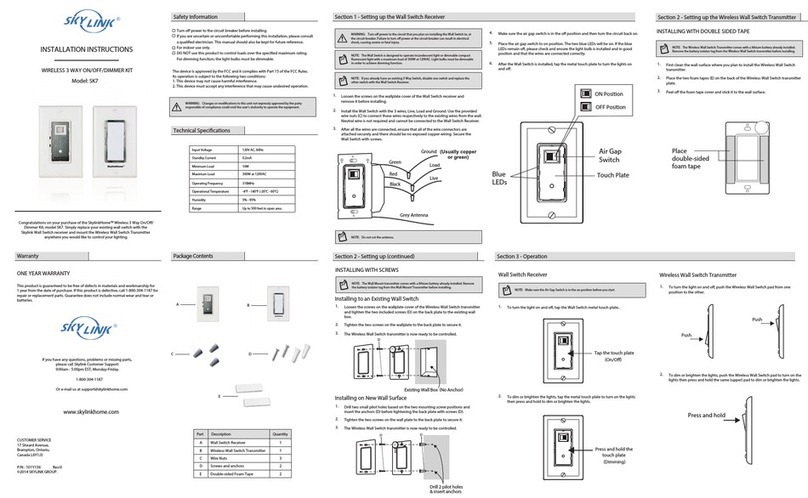 SkyLink SK7 installation instructions
