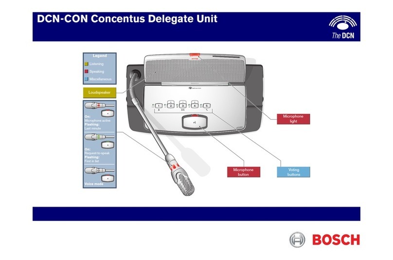 Bosch DCN-CON Concentus Delegate Unit Quick reference card