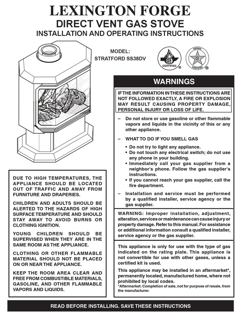 Lexington Forge STRATFORD SS38DV Installation and operating instructions