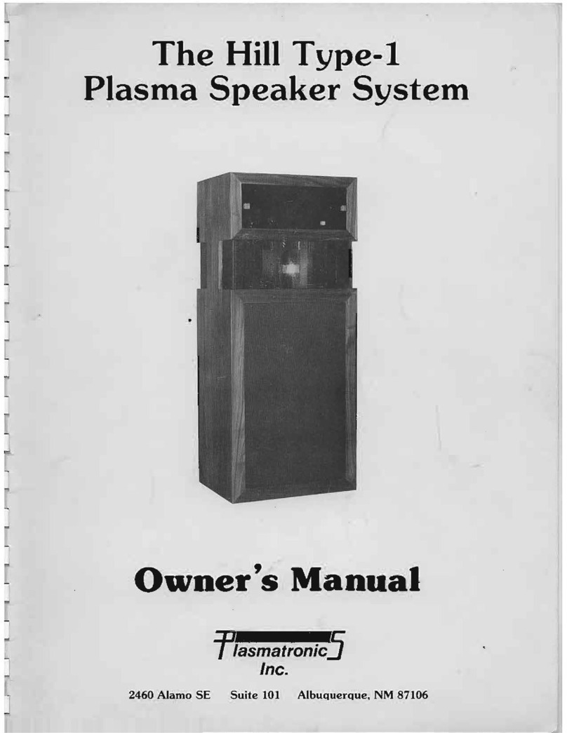 Plasmatronic Hill Type 1 owner's manual