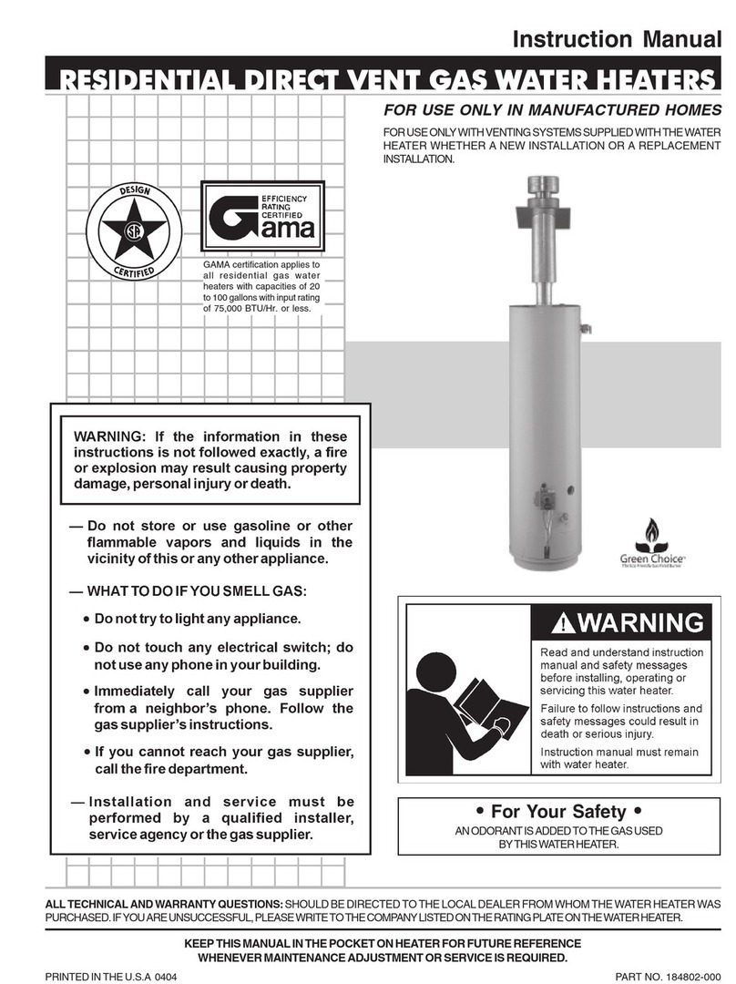 State Water Heaters DIRECT VENT GAS WATER HEATERS instruction manual