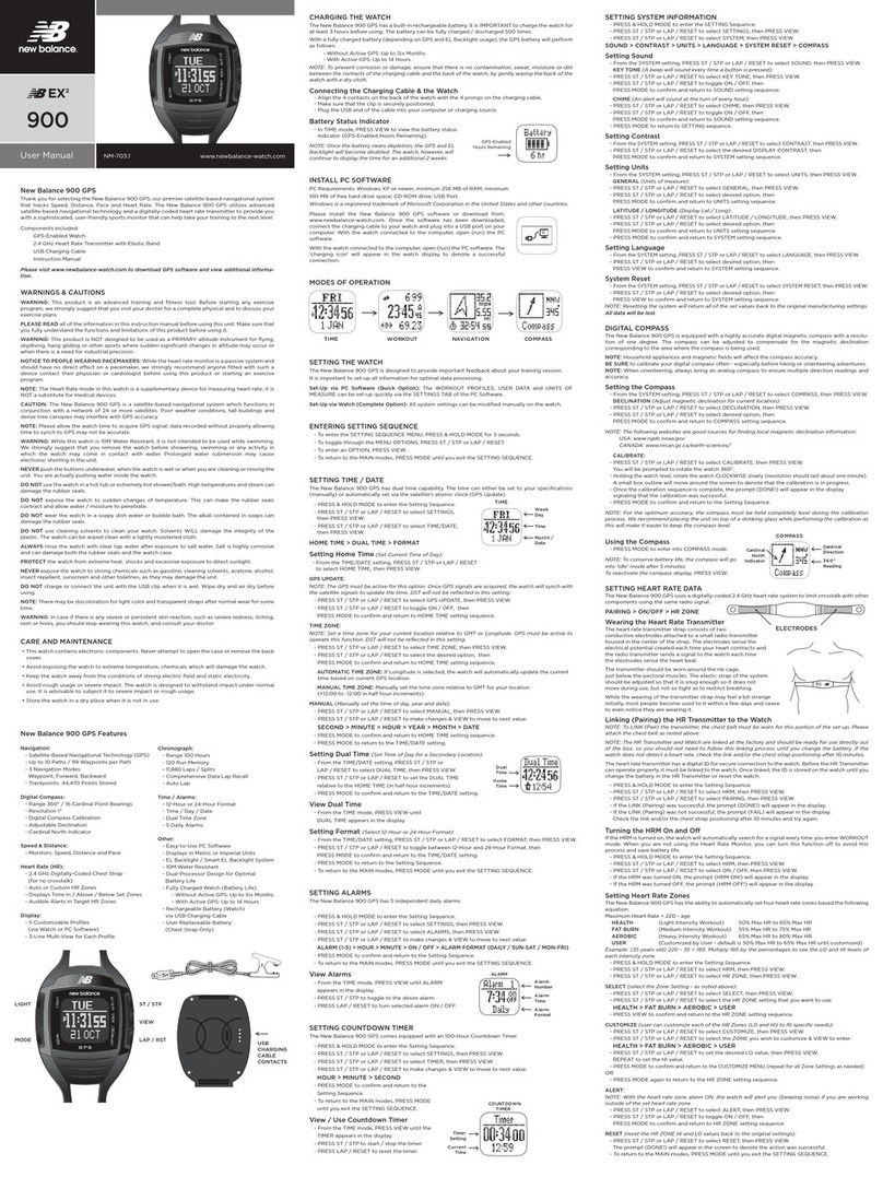 New Balance EX2 900 user manual New Balance EX2 900 user manual