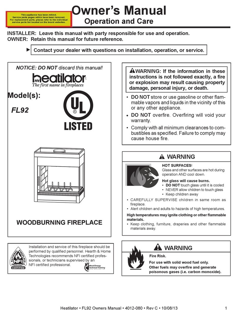 Heatilator FL92 User manual
