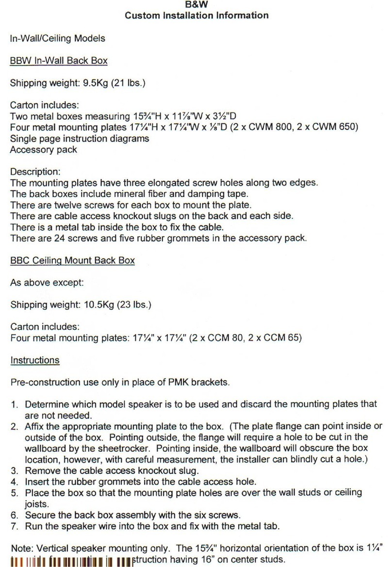 Bowers & Wilkins BWW In-wall Back Box Installation information