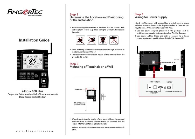 FingerTec i-Kiosk 100 Plus User manual