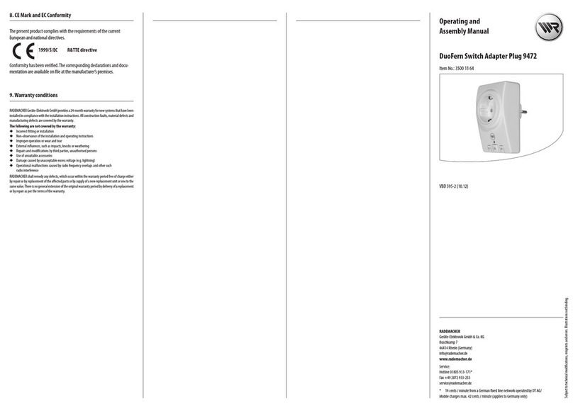 RADEMACHER DuoFern Switch Adapter Plug 9472 Operating and assembly manual