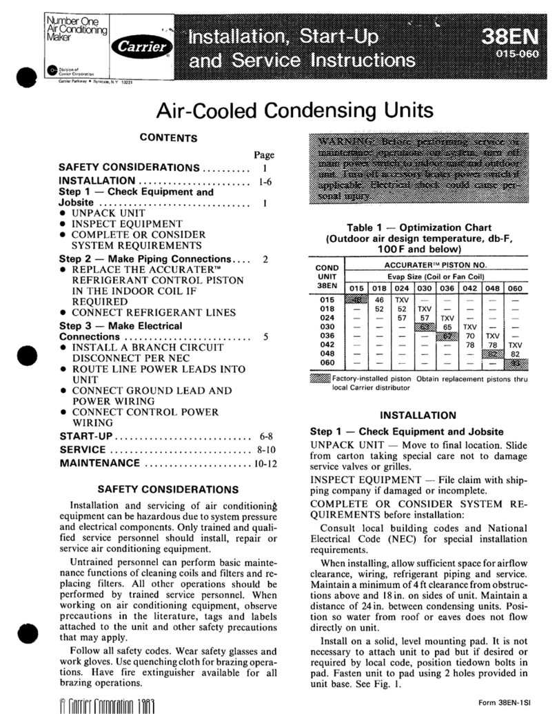 Carrier 38EN Dimensions and installation guide
