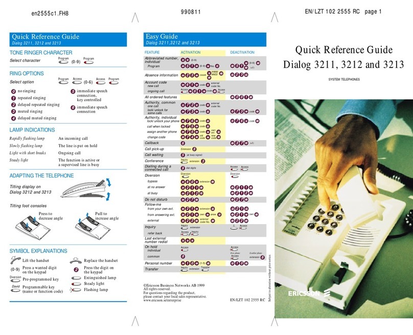 Ericsson Dialog 3211 Quick reference guide