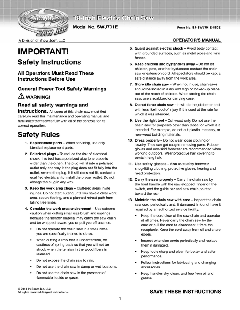 sunjoe SWJ701E Saw Joe User manual