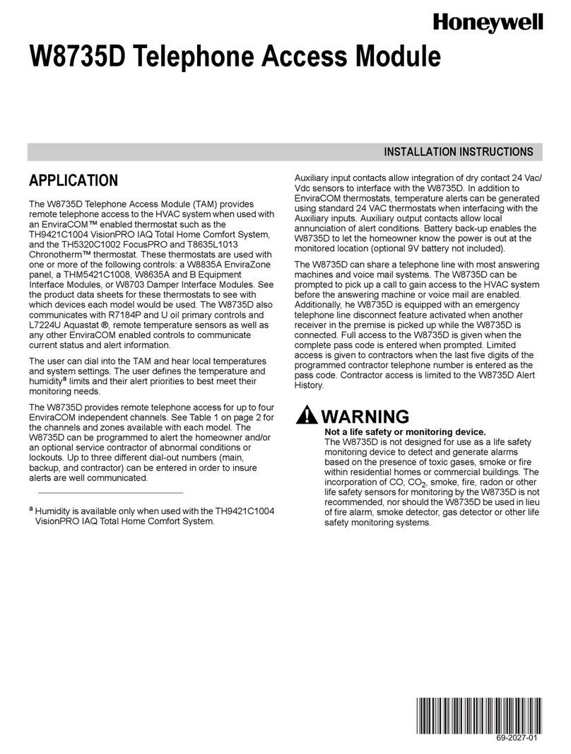 Honeywell TELEPHONE ACCESS MODULE W8735D User manual