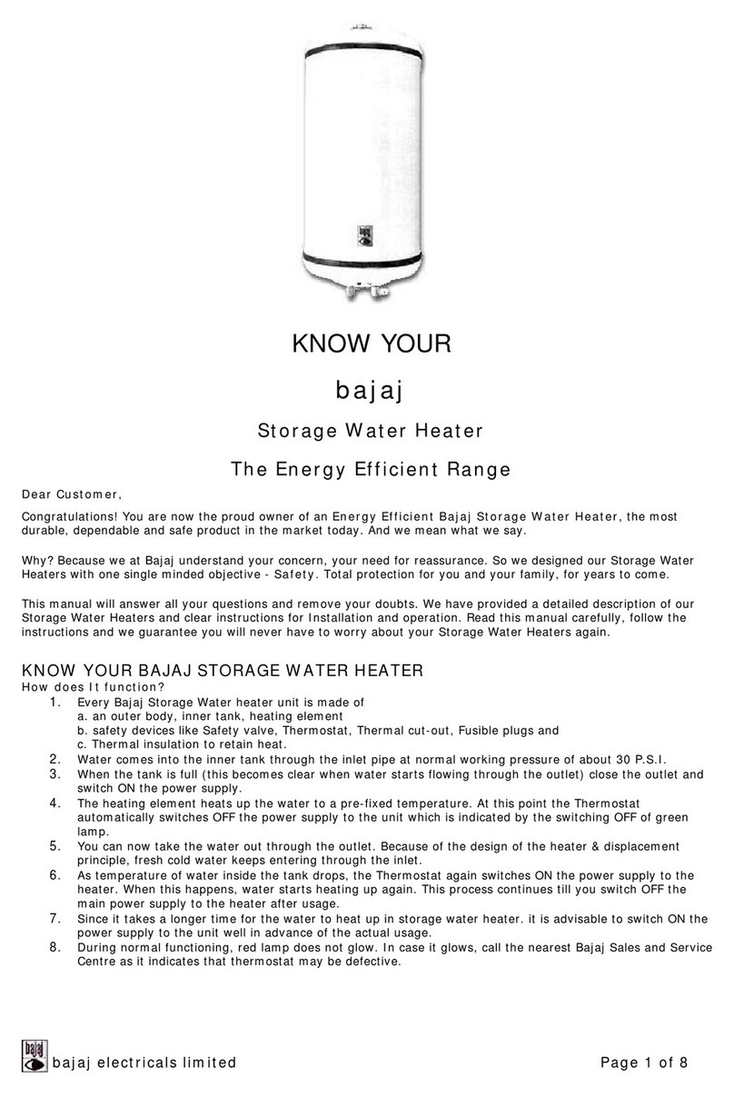 Bajaj Storage Water Heater user manual