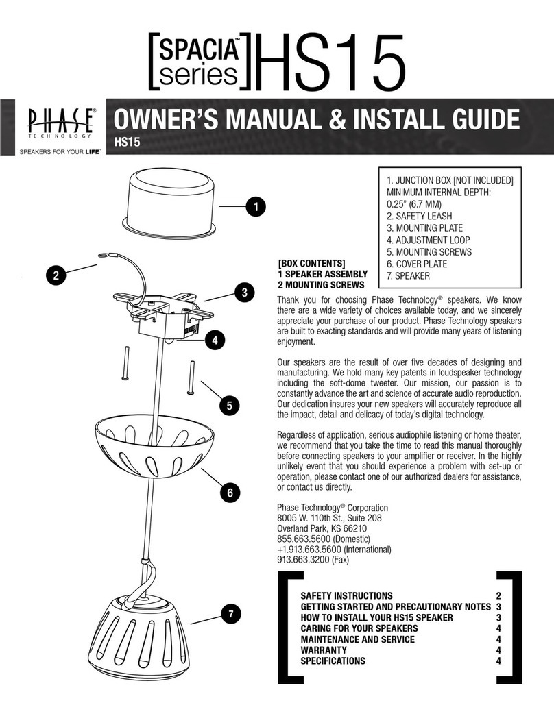 Phase Technologies Cpacia Series HS15 Owner's manual & installation guide