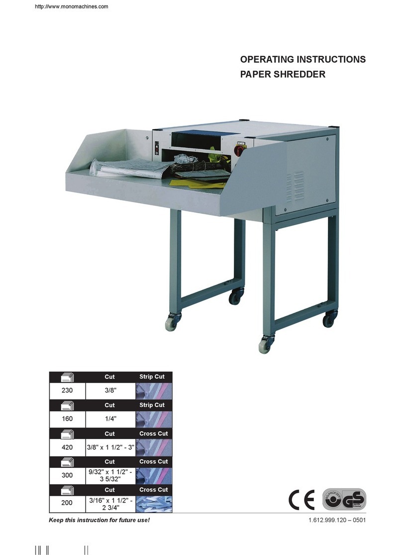 Mono Machines Paper Shredder User manual