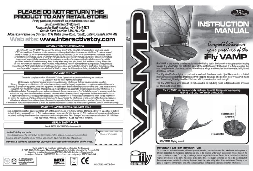 INTERACTIVE TOY CONCEPTS iFly VAMP instruction manual