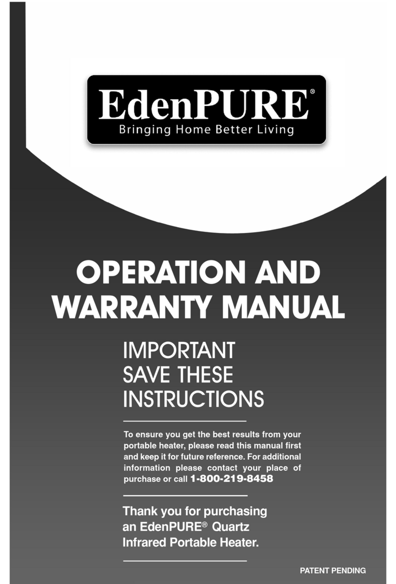 EdenPURE Quartz Infrared Portable Heater Operation and warranty manual