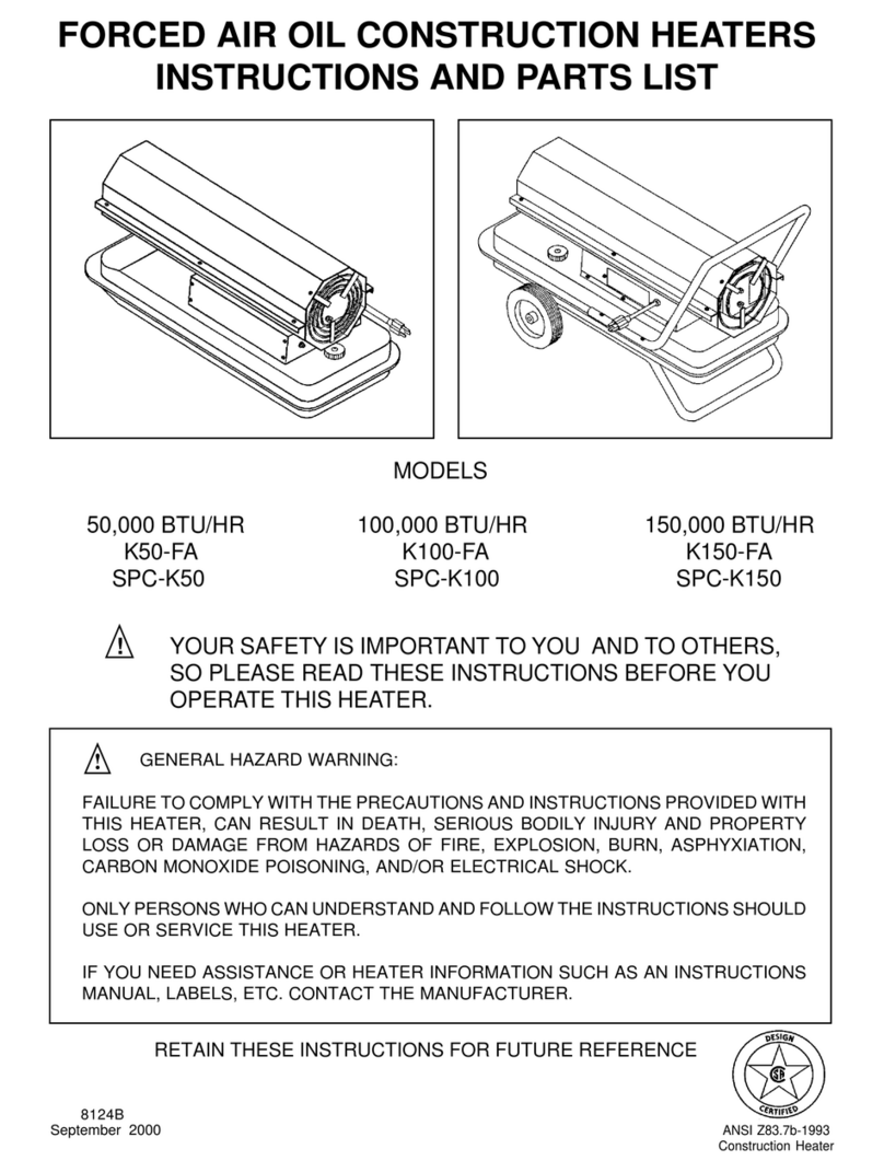Scheu Products Company 50,000 BTU/HR K50-FA SPC-K50 Instructions and parts list